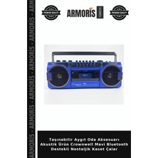 Armoris Taşınabilir Aygıt Oda Aksesuarı Akustik Ürün Crownwell Mavi Bluetooth Destekli Nostaljik Kaset Çalar