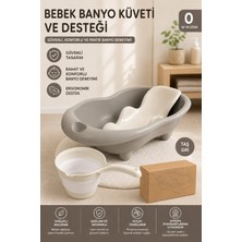 Ravéon Bebek Banyo Aksesuarı Bebek Banyo Küveti ve Banyo Desteği Seti Katlanabilir Banyo Maşrapası Dahil