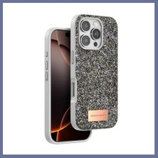 Bezos Onegif iPhone 16 Pro Uyumlu Bright Simli Kapak - Gümüş Dlra