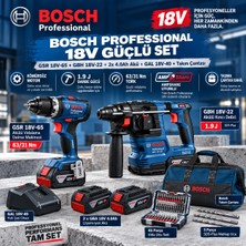Bosch Professional 18V Akülü 2’li Set Gsr 18V-65 + Gbh 18V-22, 2X4.0AH Akü, Gal 18V-40 Şarj ve Takım Çantası