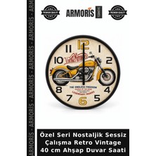 Armoris Özel Seri Nostaljik Sessiz Çalışma Retro Vintage 40 cm Ahşap Duvar Saati