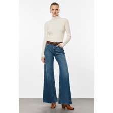 Denim Trip Elsa Flare Fit Wide Leg Orta Indigo Kadın Jean Pantolon