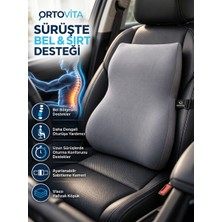 Ortovita Yeni Nesil Visco Ortopedik Visco Ergonomik Minder Bel ve Sırt Destek Yastığı Gri Ofis Araç ve Ev Rahat Duruş Ortopedik