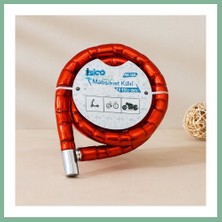 Bşk Virgo Tüp Anahtarlı Çelik Spiral Kilit 22MM x 150CM (Kırmızı) BSK2026