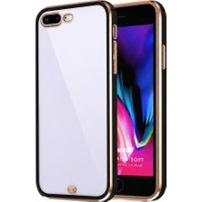 Desingshop Şeffaf Koruyucu Kılıf iPhone 8 Plus Için, Altın-Siyah Çerçeveli, Ultra Ince Tasarım