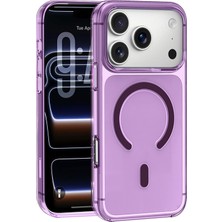 Caseonn Apple iPhone 17 Pro Kılıf Magsafe Özellikli Sararmaz Kristal Sert Mika Kapak Mor