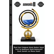 Armoris Özel Seri Doğum Günü Dekor Süsü Yeni Iş Hediyesi Gold Dekoratif Kum Sanatı ve Masa Saati
