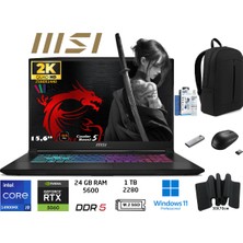 MSI Msı Katana 15 Hx B14WFK Intel Core I9 14900HX 24GB 1tb SSD RTX5060 W11 Pro 15.6"qhd 165Hz 450XTR Taşınabilir Bilgisayar Duddi Çanta+Mouse+Mousepad+Usbbellek+Temizlikkit