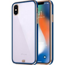 Desingshop Şeffaf Koruyucu Kılıf iPhone x Için, Altın-Lacivert Çerçeveli, Ultra Ince Tasarım