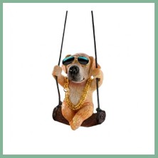 Bşk Virgo Araç Içi Dikiz Aynası Asma Dekoratif Süs Köpek Salıncaklı Altın Kahve BSK2026