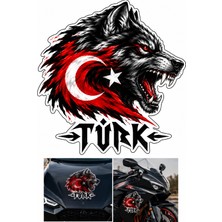 Sticker Usta Türk Bayrağı Kurt Bozkurt Boz Kurt Sticker Ay Yıldız ve Kurt Sticker - Araba Oto Motosiklet Karavan Cam Araç Sticker 03034
