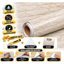 Niks Home Kendinden Yapışkanlı Krem Taş Desenli Mutfak Banyo Tezgah Duvar ve Masa Kaplama.