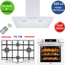 Eminçelik & Afm Marka A21 Dijital Turbo Beyaz Ankastre Set (Fırın+Emaye Ocak 73 221+DAVLUMBAZ)