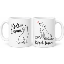 Ny Joy Kedi Insanı ve Köpek Insanı 2'li Porselen Kupa Seti - Model 447