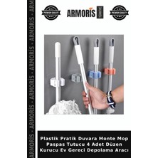 Armoris Plastik Pratik Duvara Monte Mop Paspas Tutucu 4 Adet Düzen Kurucu Ev Gereci Depolama Aracı
