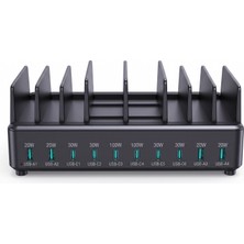Rocoren 400W Pd Gan 10 Portlu Masaüstü Şarj Istasyonu 6*type-C 4*usb-A Tablet ve Telefon Hızlı Şarj Cihazı