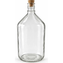 Şişecam 15 Litre Şeffaf Cam Damacana, Beyaz Plastik Kapak ve Mantar Kapak Hediyeli – 1 Adet