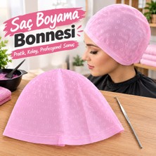 Gaman Pembe Saç Boyama Bonesi + Tığ Röfle ve Saç Boyama Evde Pratik Profesyonel Esnek Yapılı Bone