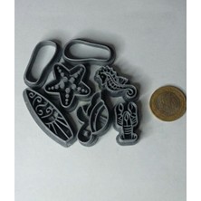Atölyeden Premium Karışık Figürlü Polimer Kil & Seramik Kesici Set - Sörf,terlik, Denizyıldızı, Denizatı, Yengeç, Kaplumbağa
