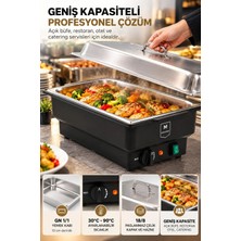 Binbirreyon Professional Chafing Dish Yemek Isıtıcı Yemek Servis Sıcak Tutucu Isıtıcı Gn1/1 Hazne Dahil 900W NA015