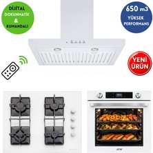 Eminçelik ve Afm Marka A39  Turbo+Soğutma Dijital Beyaz Ankastre Set ( FM7701+ 1240W WOK+FM3501W )