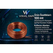 Kordon Kablo 0.75 Şeffaf Aleminyum Karışımlı Bakır Kaplamalı 100 mt