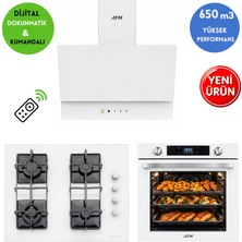 Eminçelik ve Afm Marka A38  Turbo+Soğutma Dijital Beyaz Ankastre Set ( FM7701+ 1240W WOK+FM3401W )