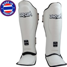 Dragondo DRGN-T51 Hakiki Deri Kaval Koruyucu Beyaz Profesyonel Kick Boks Kaval Koruyucu