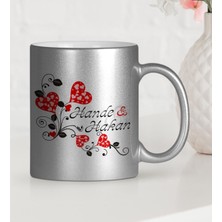 BK Gift Kişiye Özel Sevgililer Günü Temalı Gümüş Yaldızlı Kupa Bardak - 2