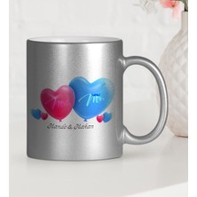 BK Gift Kişiye Özel Sevgililer Günü Temalı Gümüş Yaldızlı Kupa Bardak - 4