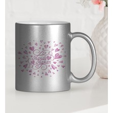 BK Gift Kişiye Özel Sevgililer Günü Temalı Gümüş Yaldızlı Kupa Bardak - 29