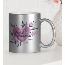 BK Gift Kişiye Özel Sevgililer Günü Temalı Gümüş Yaldızlı Kupa Bardak - 23