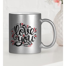 BK Gift Kişiye Özel Seni Seviyorum Gümüş Yaldızlı Kupa Bardak - 6