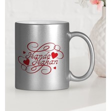 BK Gift Kişiye Özel Sevgililer Günü Temalı Gümüş Yaldızlı Kupa Bardak - 5