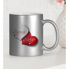 BK Gift Kişiye Özel Sevgililer Günü Temalı Gümüş Yaldızlı Kupa Bardak - 26