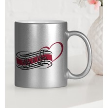 BK Gift Kişiye Özel Sevgililer Günü Temalı Gümüş Yaldızlı Kupa Bardak - 34