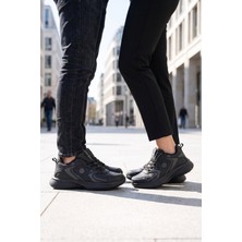 X-Step Bağcıklı Kalın Rahat Taban Hafif Esnek Siyah Unisex Yürüyüş ve Spor Ayakkabı Sneaker 2032