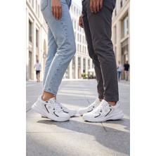 X-Step Bağcıklı Kalın Rahat Taban Hafif Esnek Beyaz Unisex Yürüyüş ve Spor Ayakkabı Sneaker 2032