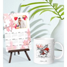 Bk Gift Kişiye Özel Yılbaşı Tasarımlı Kupa Bardak ve 13X18CM Fotoğraf Kartlı Şövaleli 2023 Takvim Hediye Seti-35