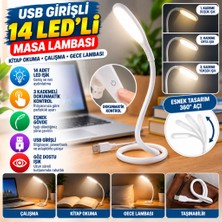 Burada Bulabilirsin USB Girişli 14 Ledli 3 Kademeli Dokunmatik Masa/kitap Okuma Lambası Ledi Beyaz