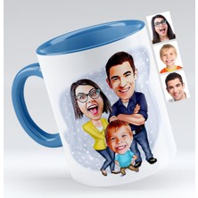 BK Gift Kişiye Özel Aile Karikatür Kupa Bardak - 1