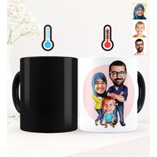 BK Gift Kişiye Özel Aile Karikatürlü Sihirli Kupa Bardak - 1