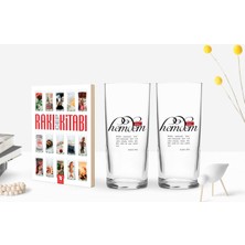 BK Gift Kişiye Özel Renkli Baskılı Mânâ Hemdem Tasarımlı Ikili Rakı Bardağı ve Rakı Cep Kitabı Hediye Seti-1
