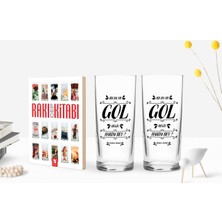 BK Gift Kişiye Özel Renkli Baskılı Yeşilçam Replikleri Bu Da Mı Gol Değil Tasarımlı Ikili Rakı Bardağı ve Rakı Cep Kitabı Hediye Seti-1