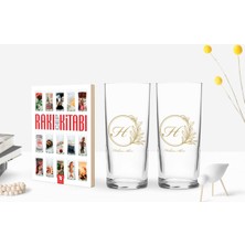 BK Gift Kişiye Özel Renkli Baskılı Baş Harf Isim Tasarımlı Ikili Rakı Bardağı ve Rakı Cep Kitabı Hediye Seti-8