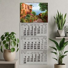 Keskin Color 2027 Yılı 33X86 cm  Spiralli Jumbo Denizci Takvimi 3 Aylık Çiçekli Ev