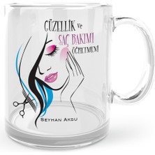 BK Gift Kişiye Özel Güzellik ve Saç Bakımı Öğretmeni Cam Kupa Bardak