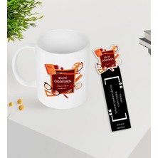 Bk Gift Kişiye Özel Isimli Öğretmenler Günü Tasarımlı Kupa Bardak ve Ahşap Kitap Ayracı Hediye Seti -11, Öğretmene Hediye, Öğretmenler Günü