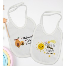 BK Gift Bk Kids Kişiye Özel Hala Tasarımlı 2’li Beyaz Mama Önlüğü-1
