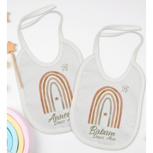 BK Gift Bk Kids Kişiye Özel Anne ve Baba Tasarımlı 2’li Beyaz Mama Önlüğü-1